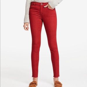 Ann Taylor Raw Hem The Skinny Red Jeans 6